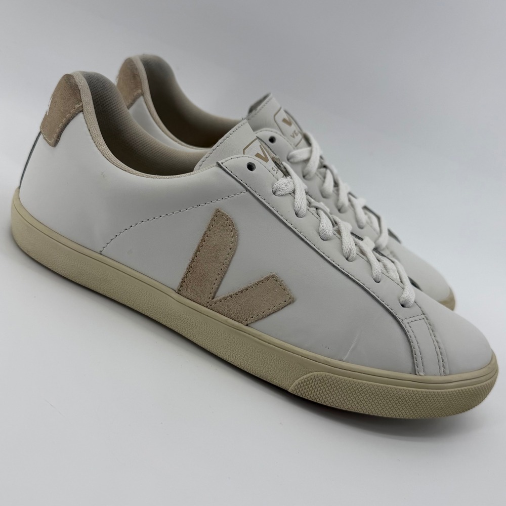 Veja Esplar Sneakers Women 39 White Tan Brown Leather Suede Low Top Lace Up